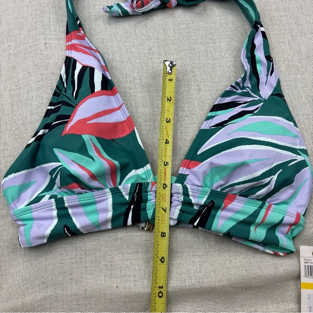 Anne Cole Women's Zesty Tropical Printed Ring Halter Bikini Top Size M